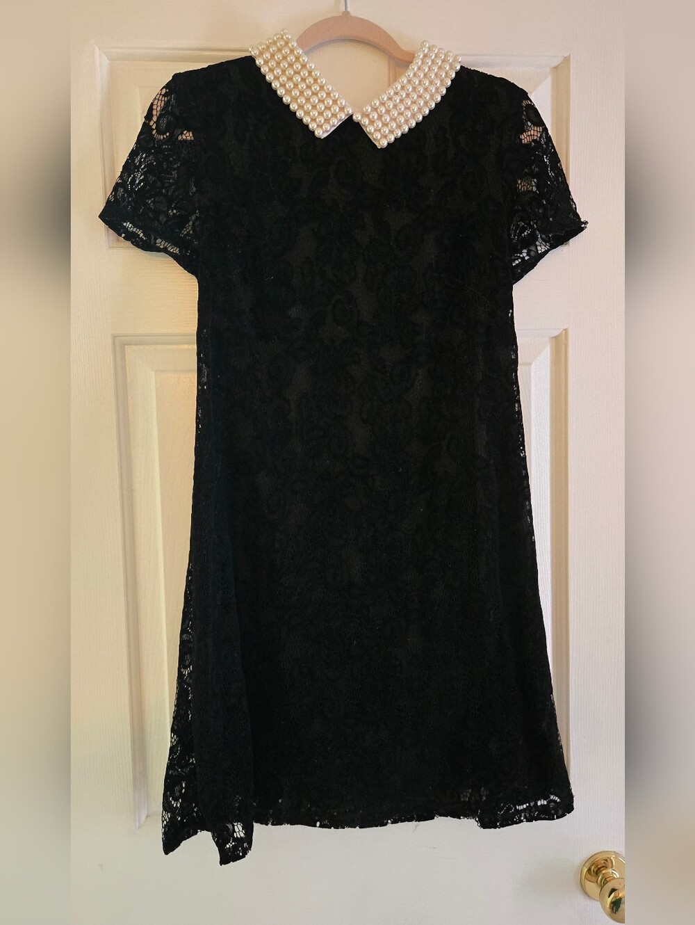 Betsey Johnson Velvet Overlay Mini With Faux Pearl Collar